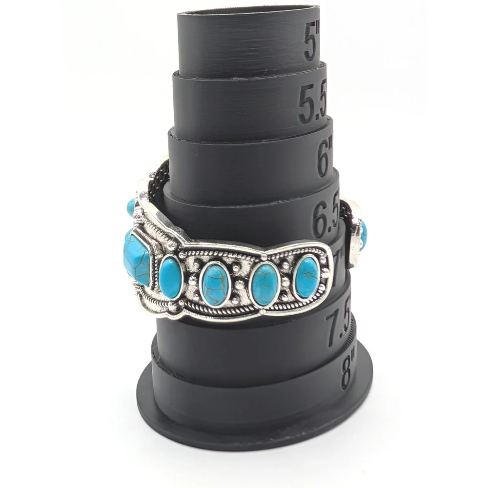 Boho Turquoise Style Cuff Bracelet Silver Tone Southwestern Statement Bangle